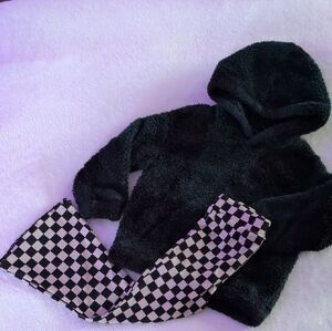Cozy Black Hoodie with Checkered Pants